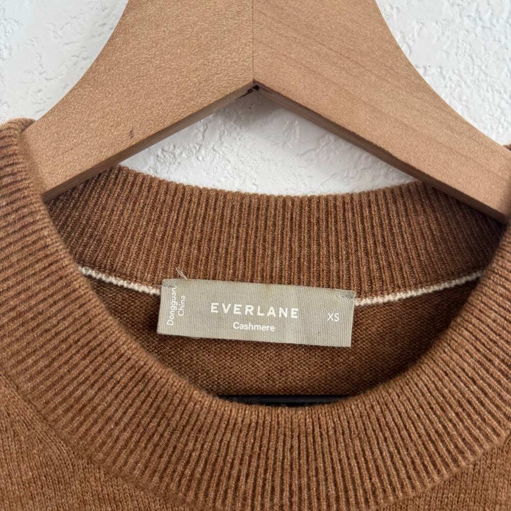 Everlane Cashmere Crew Neck Long Sleeve Pullover Sweater Whiskey Brown XS - Picture 10 of 12